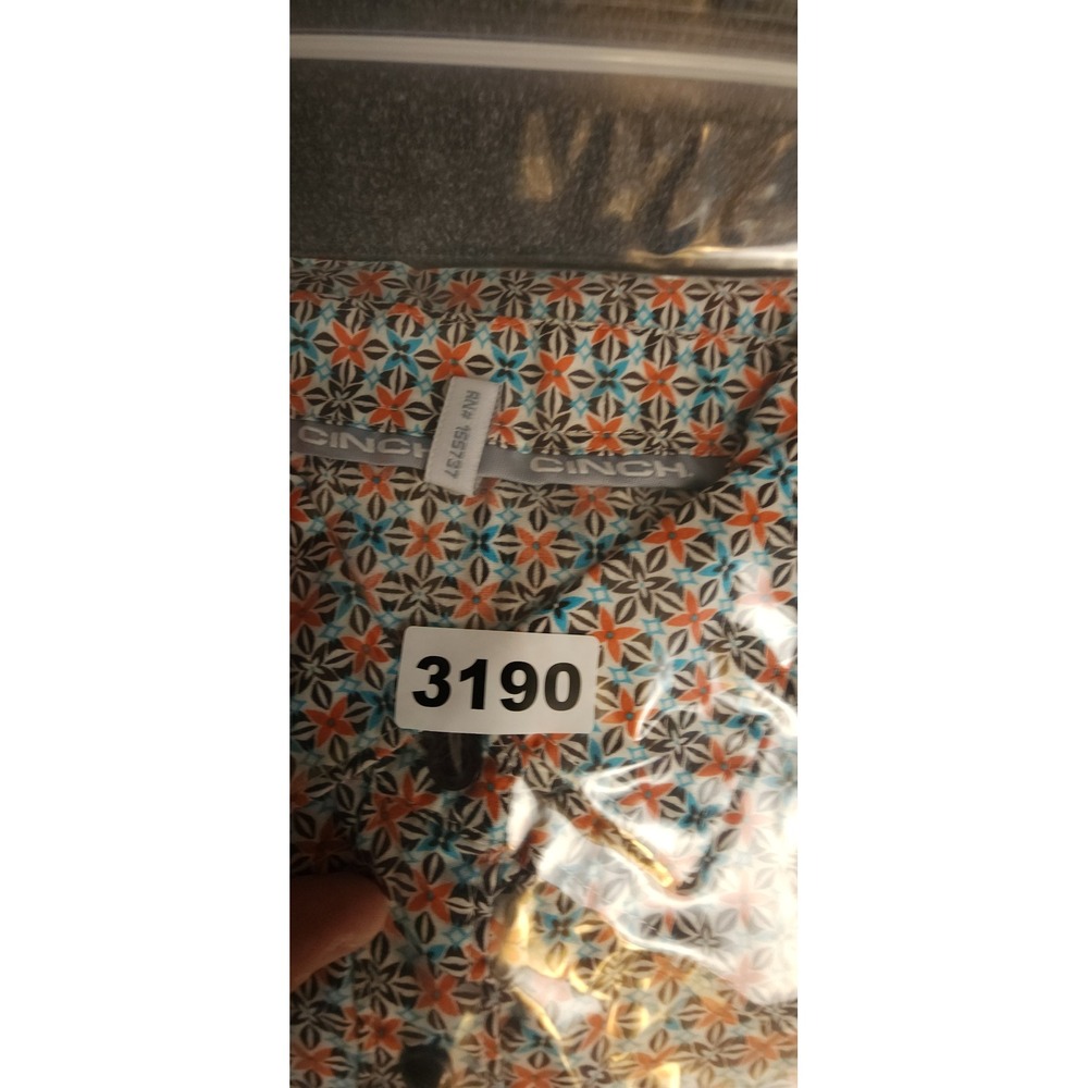 Cinch Womens XL Western Shirt Orange Blue Geometric‎ Print Long Sleeve - Picture 9 of 9